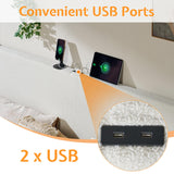 Jocisland King Size Upholstered Bed Frame with Boucle Chenille Fabric, Cloud-Inspired Headboard & Corner Design, Sturdy Platform Bed, No Box Spring Needed, White Jocisland