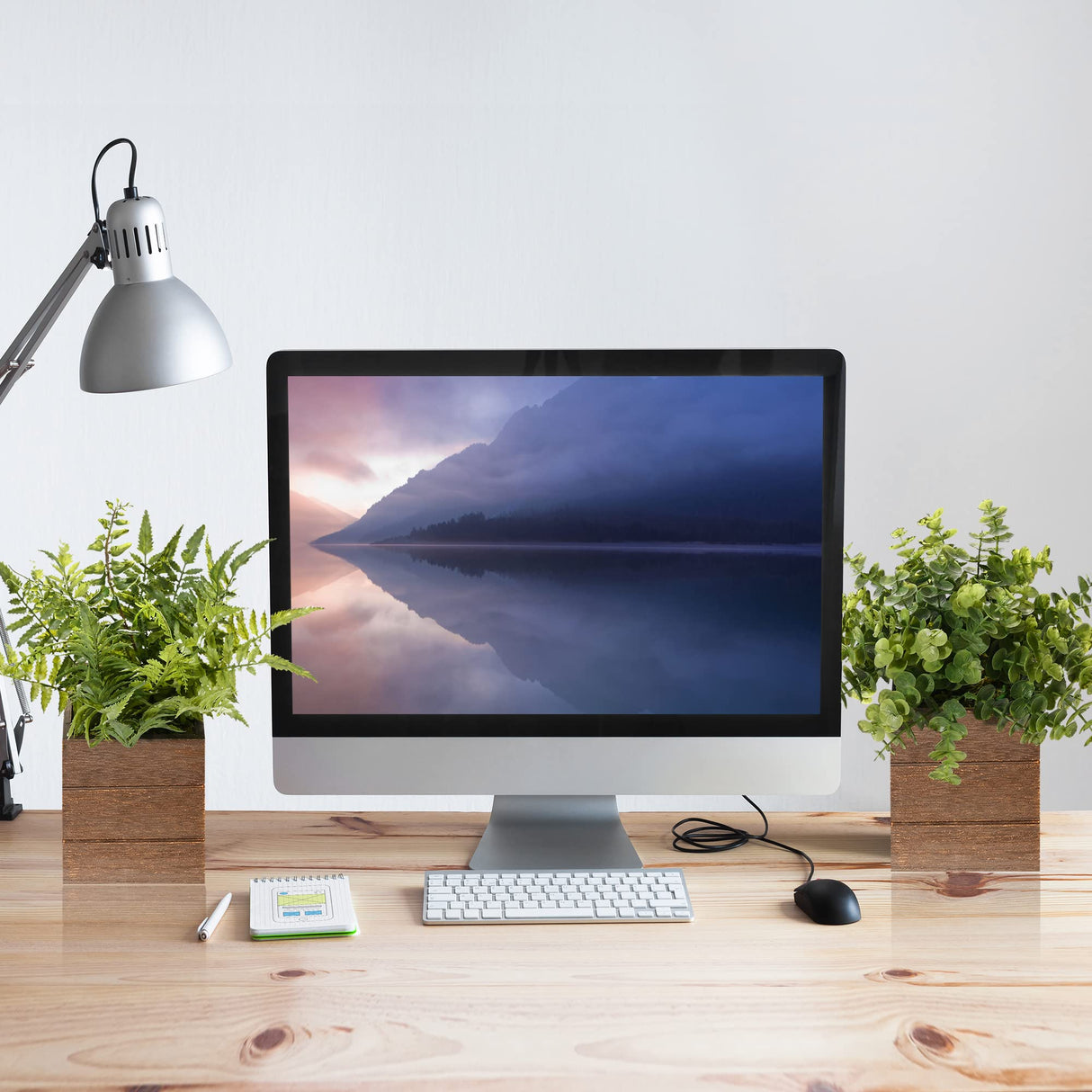 Vlorart Small Fake Plants, 2Pack Mini Potted Artificial Plastic Boxwood Fern Green Decorative Plant in Wooden Potted, Fake Desk Plant for Farmhouse Home Decor Office Bathroom Desk Room Indoor Outdoor Vlorart