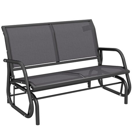 Outsunny 2-Person Outdoor Glider Bench, Patio Double Swing Rocking Chair Loveseat w/Powder Coated Steel Frame for Backyard Garden Porch, Gray Outsunny