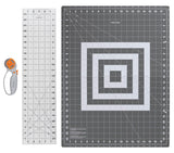 Fiskars Rotary Cutter 3-Piece Set - 45mm Blade Rotary Cutter for Fabric, Self Healing Cutting Mat, and Sewing Ruler - Craft Supplies - White/Gray Fiskars