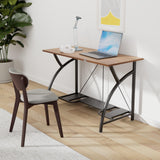 Origami Folding Computer Desk for Office Study Students Bedroom Home Gaming and Craft - Space Saving Foldable Desk Table, Fits Dual Monitors and Laptop, Collapsible, No Assembly Required (Wood, Large) Origami