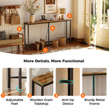 SUPERJARE Console Table with Outlet, 63 Inch Sofa Table with Charging Station, Narrow Entryway Table, Skinny Hallway Table, Behind Couch Table, for Living Room, Plants - Rustic Brown SUPERJARE