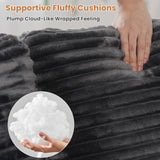 ovios Modular Sectional Sofa Couch with L-Shape Chaise Ottoman, Comfy Plush Corduroy Cloud Couches, Modern Deep Seat Sofas Set for Living Room, 5-Seater, Grey ovios