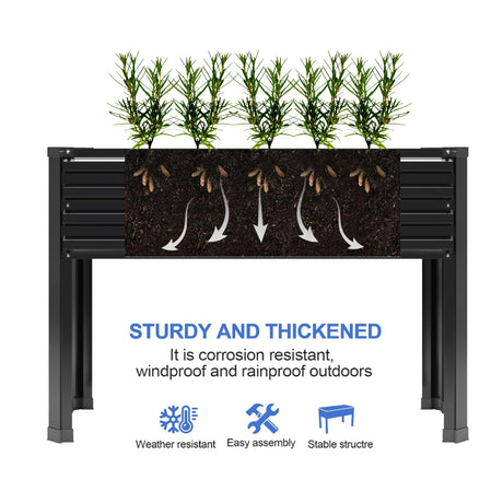 DIIYIV Galvanized Raised Garden Bed with Legs,2PCS 48×18×30in Elevated Planter Box for Backyard,Garden, Patio, Balcony, 300lb Capacity,Planters for Outdoor Plants,Black DIIYIV