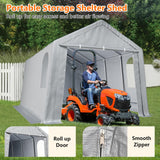 Hipicute Carport 10' X 20' Heavy Duty Canopy, Portable Garage Heavy Duty, Carport with Side-Opening Door & Roll-Up Windows, Metal Steel Frame,180g PE Powder-Coated Tarp for Truck, Boat, Garden, Grey Hipicute