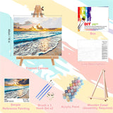 Beach Paint by Numbers for Adults with Framed Canvas-with Wooden Easel,Landscape Paint by Number on Canvas,DIY Acrylic Oil Painting Kits with Brushes Nice Gift Box for Home Wall Decor(16x20inch) xackcme