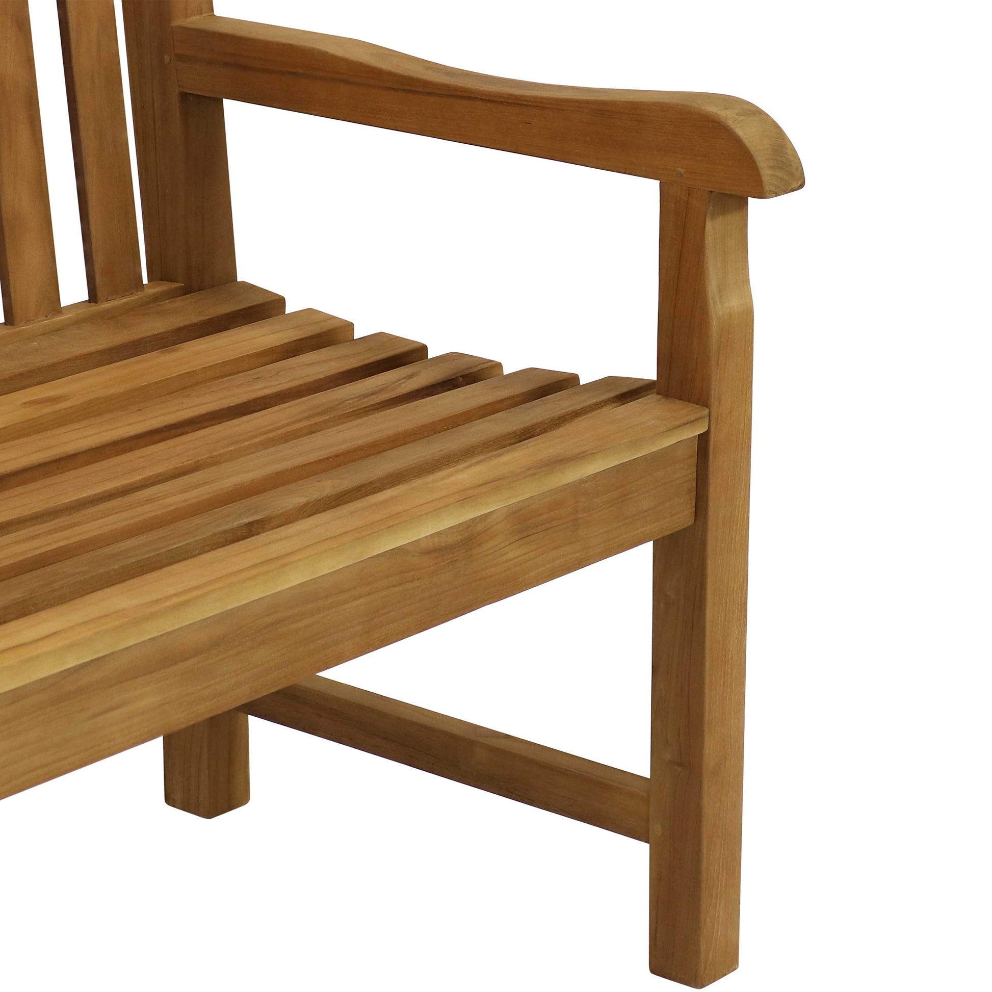 Sunnydaze Mission-Style 59-Inch Teak Wood Outdoor Bench with Light Brown Finish - WoodArtSupply