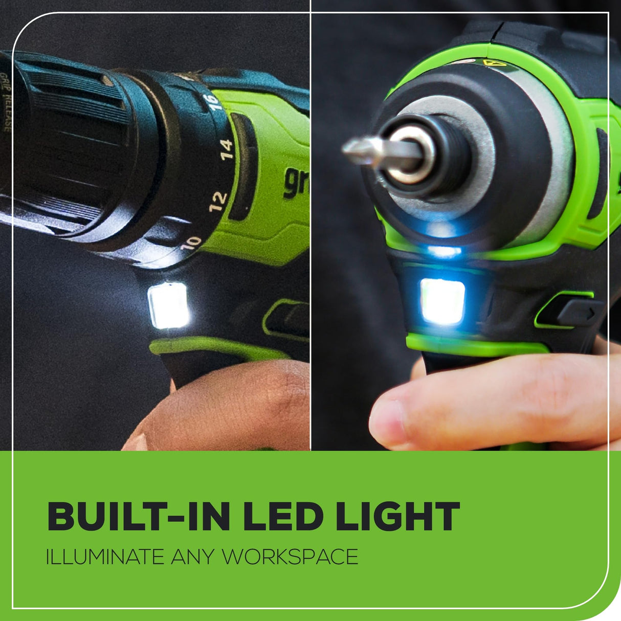 Greenworks 24V Brushless Cordless Drill and Impact Driver,Power Tool Combo Kit Included 1/2”Drill & 1/4”Hex Impact Driver and (2) Batteries, Fast Charger, 2 pcs Drill Bit Set & Bag Greenworks