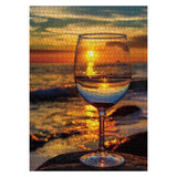 Beach Wine Sunset Puzzles for Adults 1000 Pieces, Ocean Art Landscape Jigsaw Puzzles, Pretty Beautiful Scene Puzzle IdeaBazar