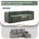 Morden Fort 96'' Luxury Modern Sofa, 3 Seater Modular Sectional Couch, Deep Seat Sofas, Minimalist Style Comfy Couches for Living Room Apartment, DIY Combination, Chenille, Green Morden Fort