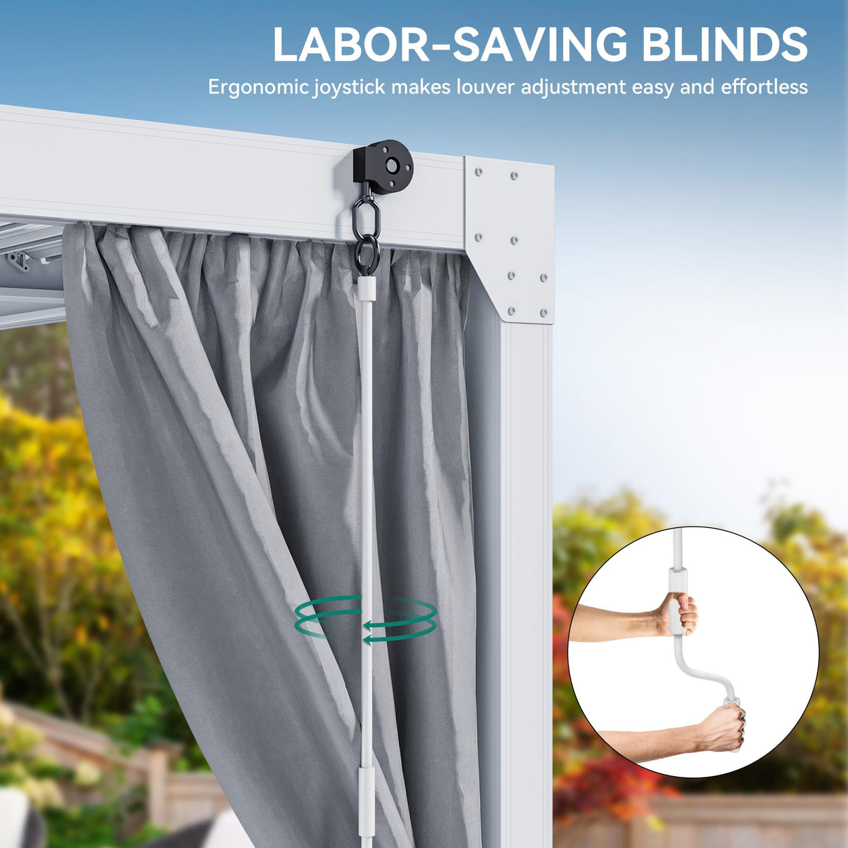 YITAHOME 10x13ft Louvered Pergola Outdoor Aluminum with Adjustable Roof Pergolas Sun Shade Shelter with Netting and Shaded Curtains for Lawns, Patio, Deck and Backyard, White YITAHOME