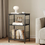 X-cosrack Side Table, Small End Table Record Player Stand with Storage, Vinyl Record Storage Night Stand for Living Room, Bedroom,Office(Patent Pending)(Black) X-cosrack