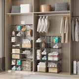 AWTATOS Wire Grid 8 Cube Closet Organizer - Stackable Storage Shelf, Metal Shelving Unit for Bedroom, Black AWTATOS