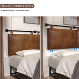 BSHOMGI Queen Headboard, Hanging Headboards with Brown Faux Leather Industrial Pipe Modern Style Multifunction Queen Headboard Only for Bed Backboard (Brown, Queen) BSHOMGI
