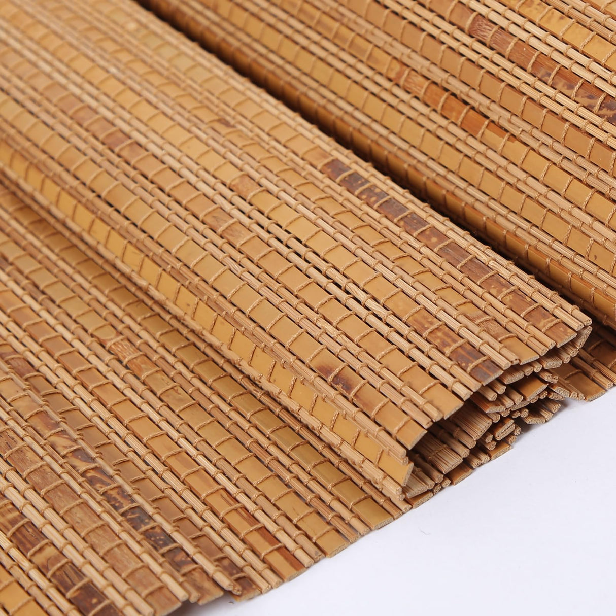 Artdix Bamboo Roman Shades, Cordless Walnut Custom Blackout Room Darkening Woven Wood Shades, Natural Bamboo Window Shades for Indoor Windows Artdix