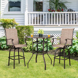 VINGLI 32" Indoor-Outdoor Bar Height Table, Square Tempered Glass Metal Table for Patio, Backyard, Poolside and Garden (Brown) VINGLI