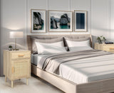 Finnhomy Tall Nightstands Set of 2, Night Stand, Bedside Table Set of 2 with Drawer and Shelf, Hand Made Rattan Decorated Doors, Nightstands with Storage for Bedroom, Natural, 2 Pack Finnhomy