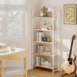 BHG Vintage Multifunctional Folding Bookshelf, No-Assembly Plant Stand Storage Rack Shelves for Home Office (White, 5-Tier) BHG