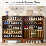 Tribesigns 5-Tier Shoe Cabinet with Round Louvered Doors, 20 Pairs Farmhouse Shoe Storage Cabinet with Adjustable Shelves, Freestanding Shoe Rack Organizer for Entryway, Hallway, Living Room, Brown Tribesigns
