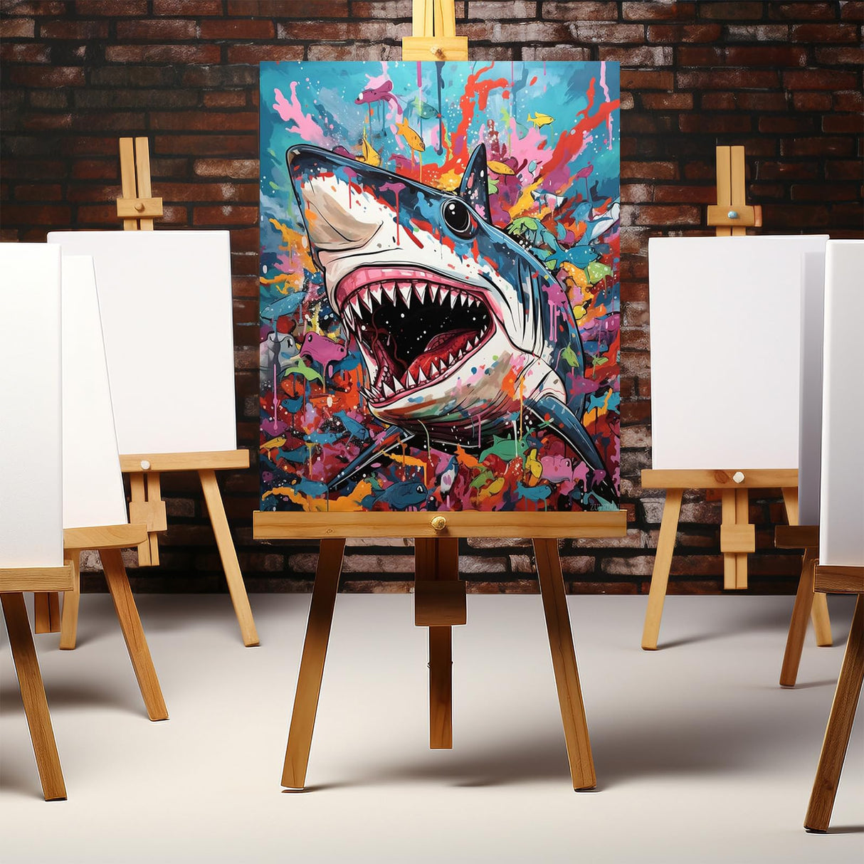 ZUVRDIAI Shark Paint by Number for Adults, Underwater World DIY Digital Oil Painting Kits on Canvas with Brushes and Acrylic Paints, Hand-Painted Style for Home Decor 16x20 Inch(Frameless) ZUVRDIAI