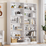 6 Tier Large Bookshelves, 70.8 Inch Tall Bookshelf and Bookcases for Living Room, Study Room, Home Office Library，White Bookcase with 12 Open Shelves. Odeekea