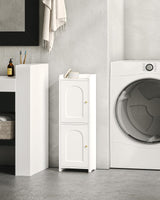 Hzuaneri Bathroom Storage Cabinet, Corner Floor Cabinet with 2 Doors and Adjustable Shelf, Narrow Toilet Paper Cabinet, Bathroom Organizer for Small Spaces, White BC19913X Hzuaneri