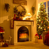 45" Birdcage-Style Electric Fireplace with Mantel, 46" Tall Fireplace TV Stand, Farmhouse Entertainment Center with Storage & Replaceable Insert Heater for Living Room, White+Walnut SOOWERY