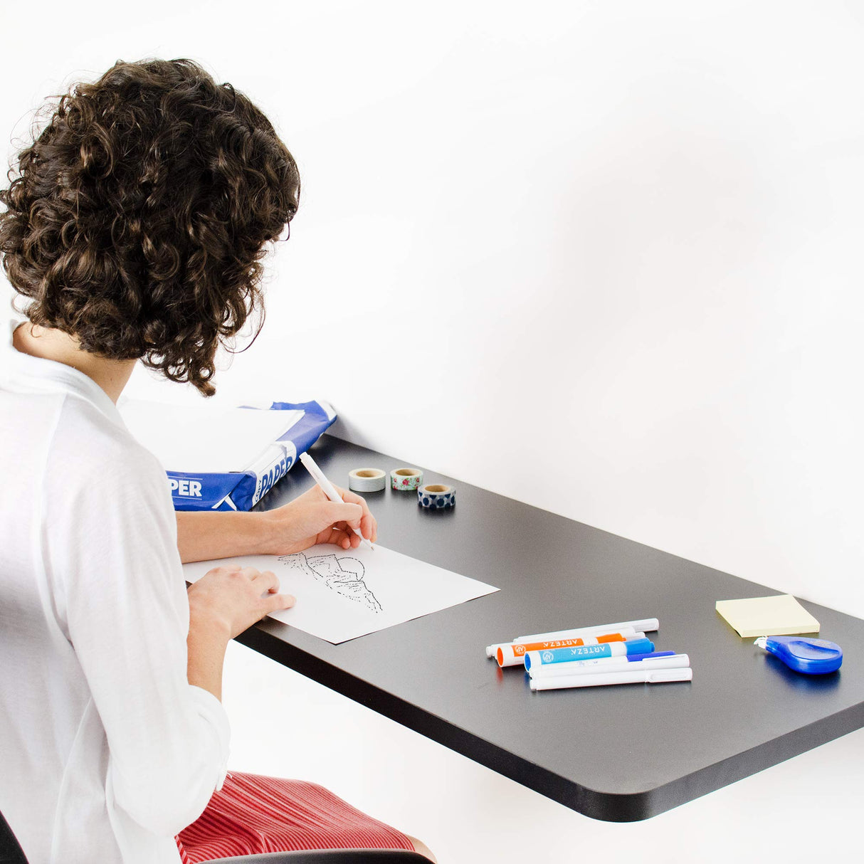 VIVO Wall Mounted Folding 43 inch Workbench, Fold Away Table Workstation Shelf with Adjustable Steel Brackets, Black, MOUNT-SF1FB VIVO