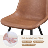 Yaheetech Dining Chairs Set of 2 Upholstered Modern Dining Room Chairs Mid Century Faux Leather Kitchen Chairs with Metal Legs for Dining Room Kitchen, Brown Yaheetech