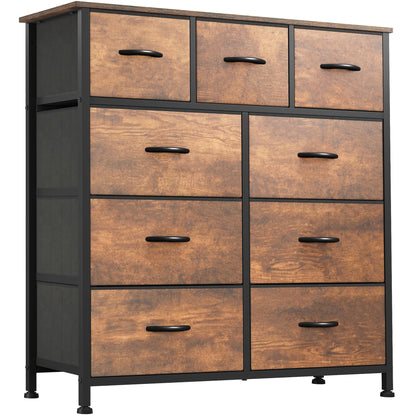 YITAHOME Dresser for Bedroom with 9 Drawers - Fabric Storage Tower, Tall Chest Organizer Unit for Living Room, Entryway, Closets with Sturdy Steel Frame, Wooden Top