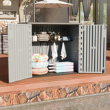 HOMSPARK 37 Cu.Ft Outdoor Storage Shed Weather Resistant, Resin Storage Sheds & Outdoor Storage Box for Backyard Garden Patio Lawn, Multi functional | Double-wall Shed with Lockable Doors,(Light Gray) HOMSPARK