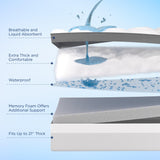 Bedsure 4 Inch Memory Foam Queen Mattress Topper, Dual Layer 2.5 Inch Gel Memory Foam & 800 GSM Waterproof Pillow Top Cooling Mattress Pad with 8-21 Inch Deep Pocket (Queen, 60x80 Inches) Bedsure