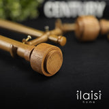 ILAISIHOME 1-1/8 Inch Diameter Faux Wood Curtain Rod with Wood Grain Finials, 72-144 inch Telescoping Double Curtain Rods for window width 68-140 inch, 1 pack ILAISIHOME