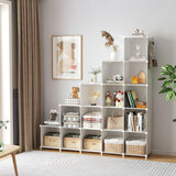 AWTATOS Cube Storage Organizer, 16 Cube Closet Organizer, Stackable Storage Cube Shelves, DIY Portable Closet Clothes Organizer Shelving for Bedroom, Closet, Wardrobe, Bathroom, White AWTATOS