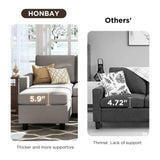 HONBAY Convertible Sectional Sofa, L Shaped Couch with Linen Fabric, Reversible Couch for Small Space, Light Grey HONBAY