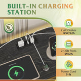 WLIVE 12 Drawer Dresser for Bedroom, Black Dresser TV Stand for 65, 70, 75 inch TV with Led Light & Charging Station, Wide Chest of Drawers with Open Shelves, Fabric Dressers for Closet, Living Room WLIVE