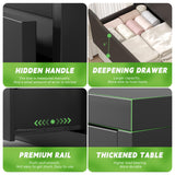 Greenvelly Black Dresser,Tall 6-Drawer Dresser for Bedroom, Wood Dresser with 6 Large Drawers, Wooden Dressers & Chests of Drawers, Black dresser with Smooth Metal Rail for Nursery, Women, Family Greenvelly