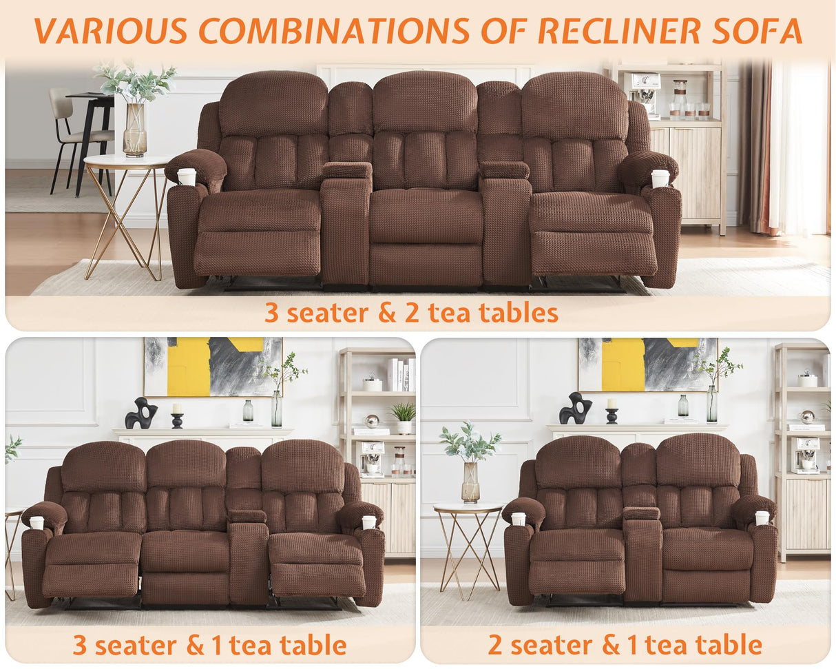 Jocisland Recliner Couch, Reclining Sofa with Cup Holders, 3 Seater Reclining Couch with Dual Wingback, Comfy Recliner Sofas for Living Room(Brown) Jocisland