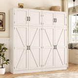 Unikito 71” Tall Storage Cabinet, Farmhouse Kitchen Pantry Cabinet with Adjustable Shelves and Barn Doors, Large Bathroom Storage Cabinet, Storage Cupboard for Dinning, Living Room, Office, 2 Pack Unikito