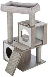 TRIXIE Mali 34-in Cat Tree, Modern Wood Cat Tower, Sisal Scratching Posts & Pads, 2 Condos, Sisal Ramp, Cozy Bed TRIXIE