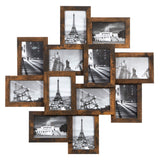 SONGMICS 4x6 Collage Picture Frames, 12-Pack Picture Frames Collage for Wall Decor, Rustic Brown Photo Collage Frame, Multi Picture Frame Set with Glass Front, Assembly Required SONGMICS