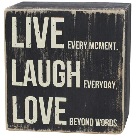 ARTGIFTHOU Farmhouse Distressed Wood Box Sign Vintage Signs Decor for Home Wall/Tabletop/Shelf/Office Decoration Art, Live Laugh Love (Black) ARTGIFTHOU