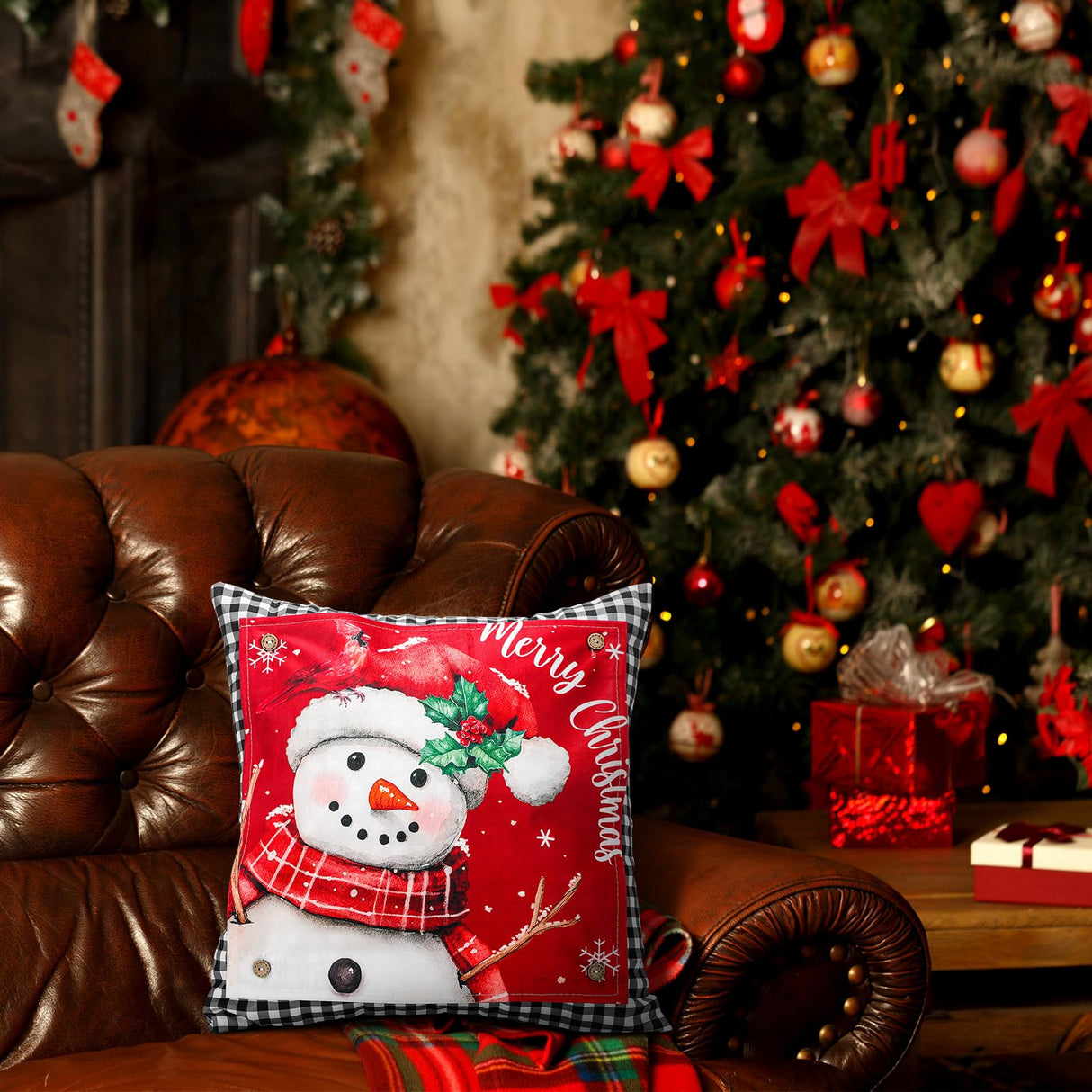 Set of 13 Seasonal Holiday Throw Pillow Covers 18 x 18 in with 12 Interchangeable Holiday Panels Christmas Thanksgiving Fall Xmas Winter Decorative Square Pillowcase for Farmhouse Sofa Home Decor Hahafelt