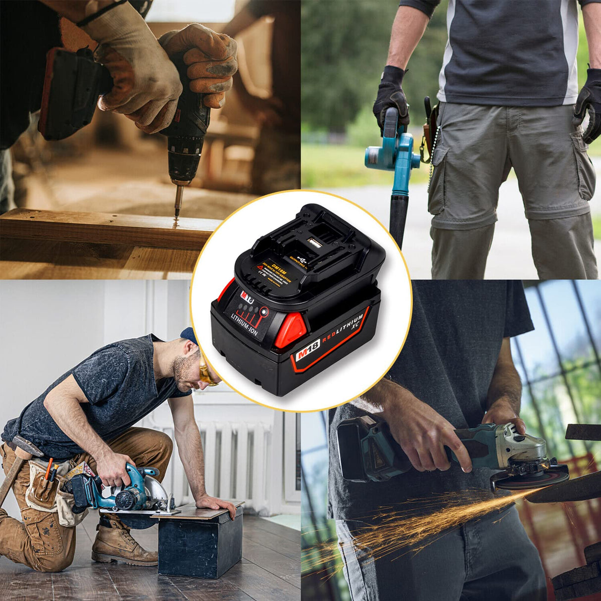 DM18M Battery Adapter Compatible for Dewalt 18v-20v Lithium Batteries & for Milwaukee 18v M18 Lithium Batteries, Work Compatible with Makita 18v Cordless Power Tools Echoyee