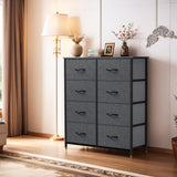 DWVO Dresser for Bedroom, Tall Dresser, Fabric Dresser with 8 Drawers, Double Dresser, Chest of Drawers for Closet, Living Room DWVO