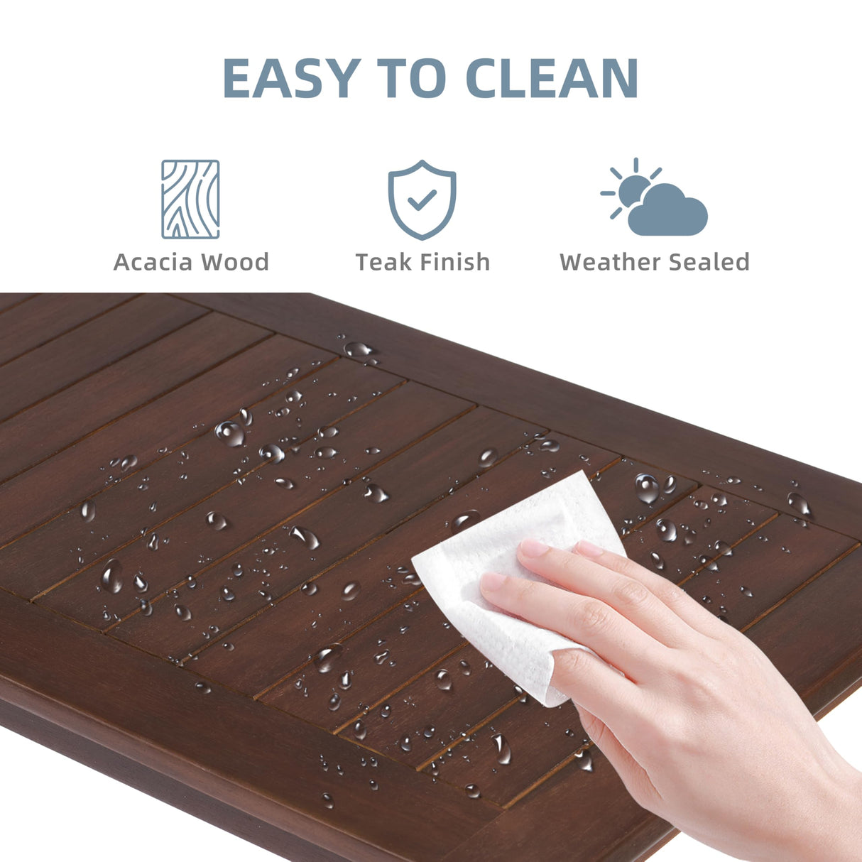 Mederlo Acacia Wood Console Table, Entryway Living Longs for Living Room, Indoor Outdoor Furniture Mederlo