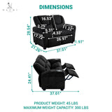 Naomi Home Suri Kids Recliner Loveseat with Cup Holders & Footrests, Black Chenille - Cozy 2-Seater Lounge for Children Naomi Home