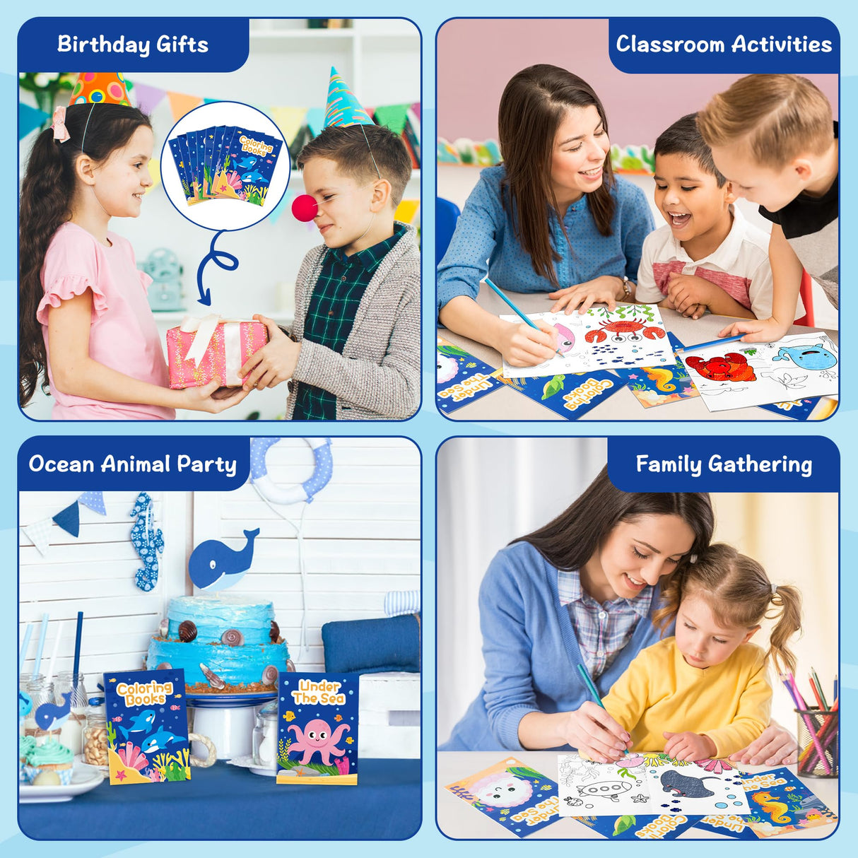 JAPBOR Ocean Animals Coloring Books - 24PCS Under The Sea Mini Colouring Book Bulk for Kids Party Favors, Sea Animal Summer DIY Art Drawing Booklet Supplies, Birthday Painting Game Goodie Bag Fillers JAPBOR