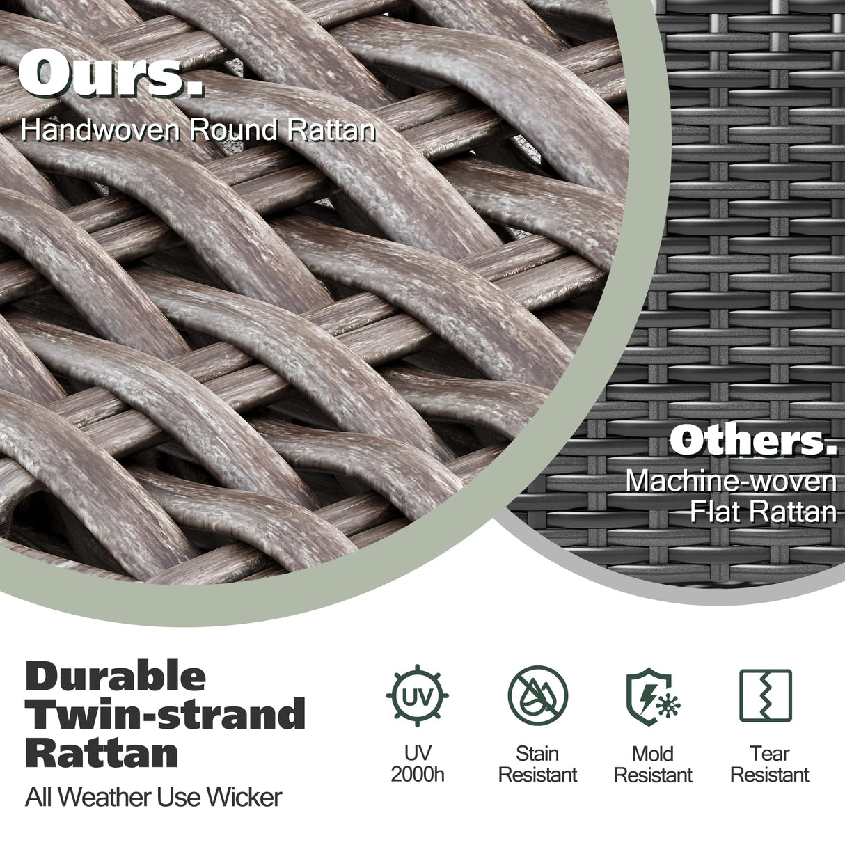 ZIENLIFE Patio Furniture Set, 8 Piece All-Weather PE Wicker Sectional Sofa with 5.9" Wide Armrest, Waterproof Cushions & Ottomans with Modular Outdoor Couch for Backyard, Deck, Garden ZIENLIFE