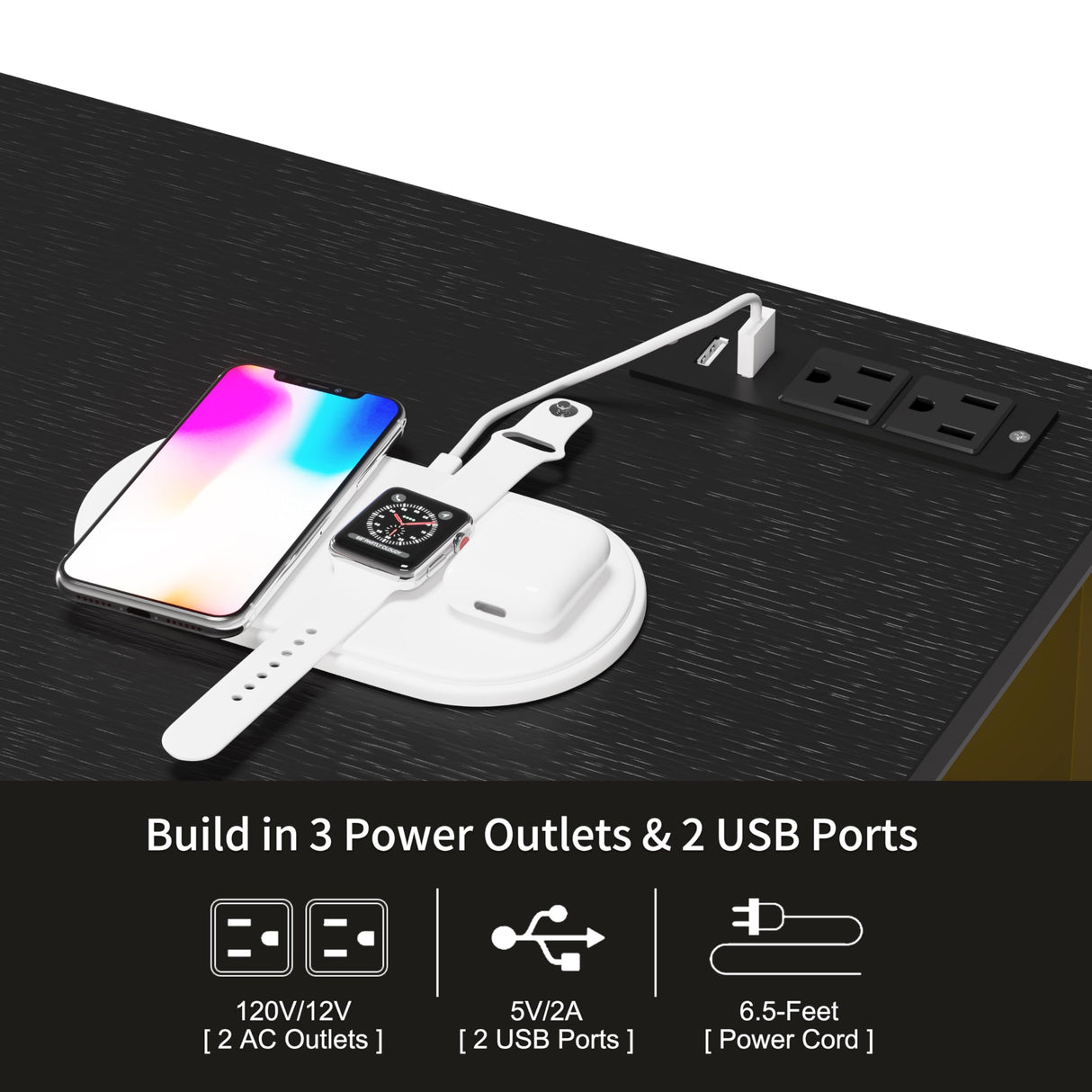 Unionly 55W 10-Drawers Dresser with 2 Open Storage Shelves, TV Stand Dresser for 55,65 inch TV，with Power Outlets and LED Lights, Fabric Dressers Drawers for Bedroom, Living Room (Black) Unionly